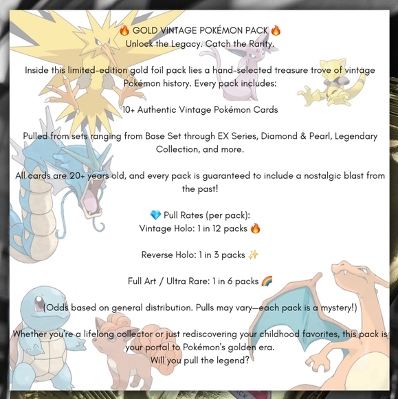 🔥 Pokémon Mystery Vintage Gold 5 Pack - Picture 3 of 3